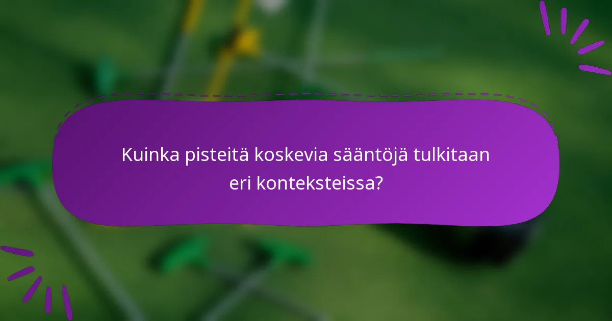 Kuinka pisteitä koskevia sääntöjä tulkitaan eri konteksteissa?