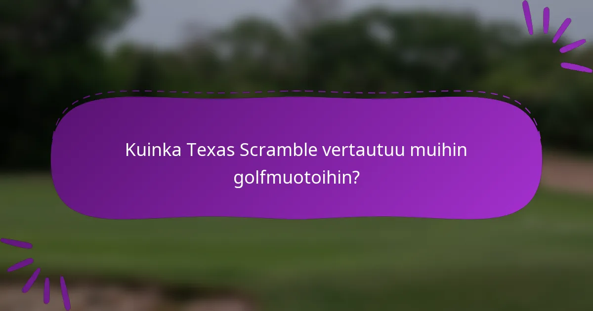 Kuinka Texas Scramble vertautuu muihin golfmuotoihin?